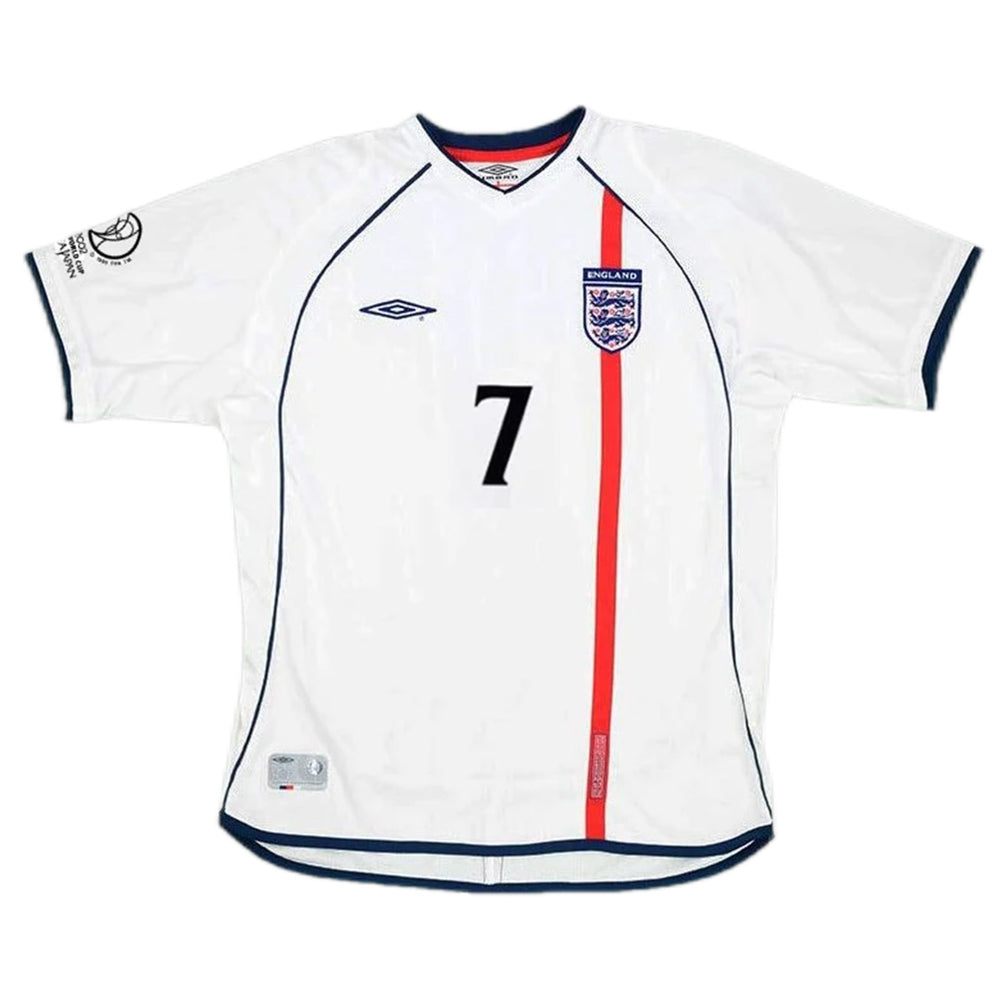 Beckham #7 Retro England Home Jersey World Cup 2002 