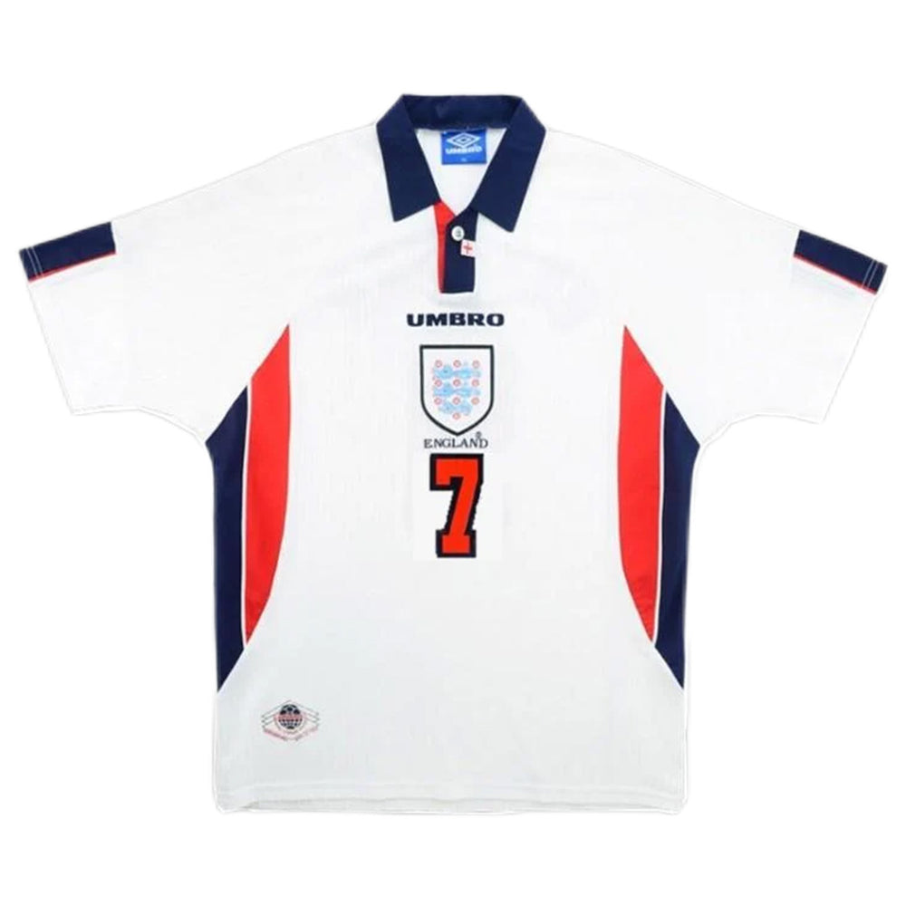 Beckham #7 Retro England Home Jersey World Cup 1998 