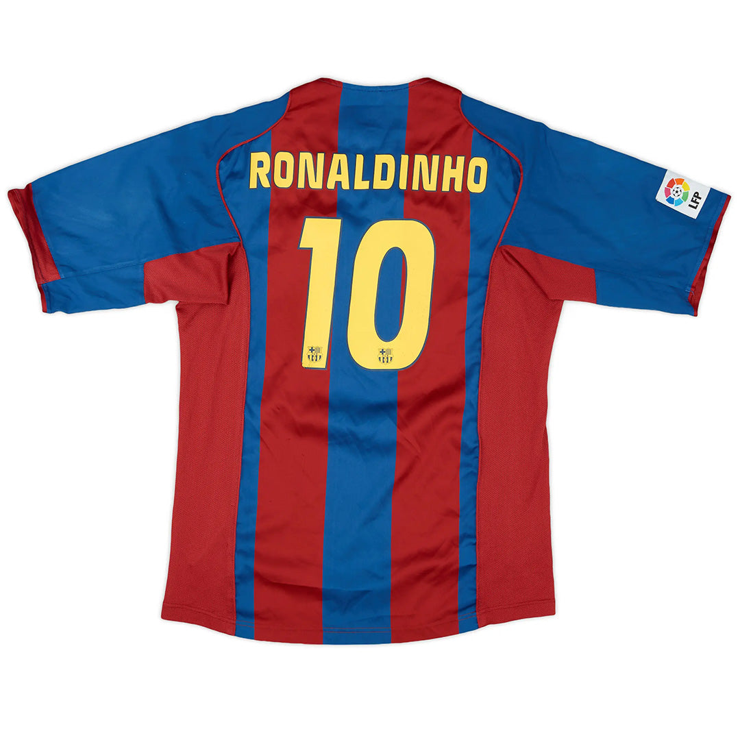 Ronaldinho #10 Retro Barcelona Home Jersey 2004/05 