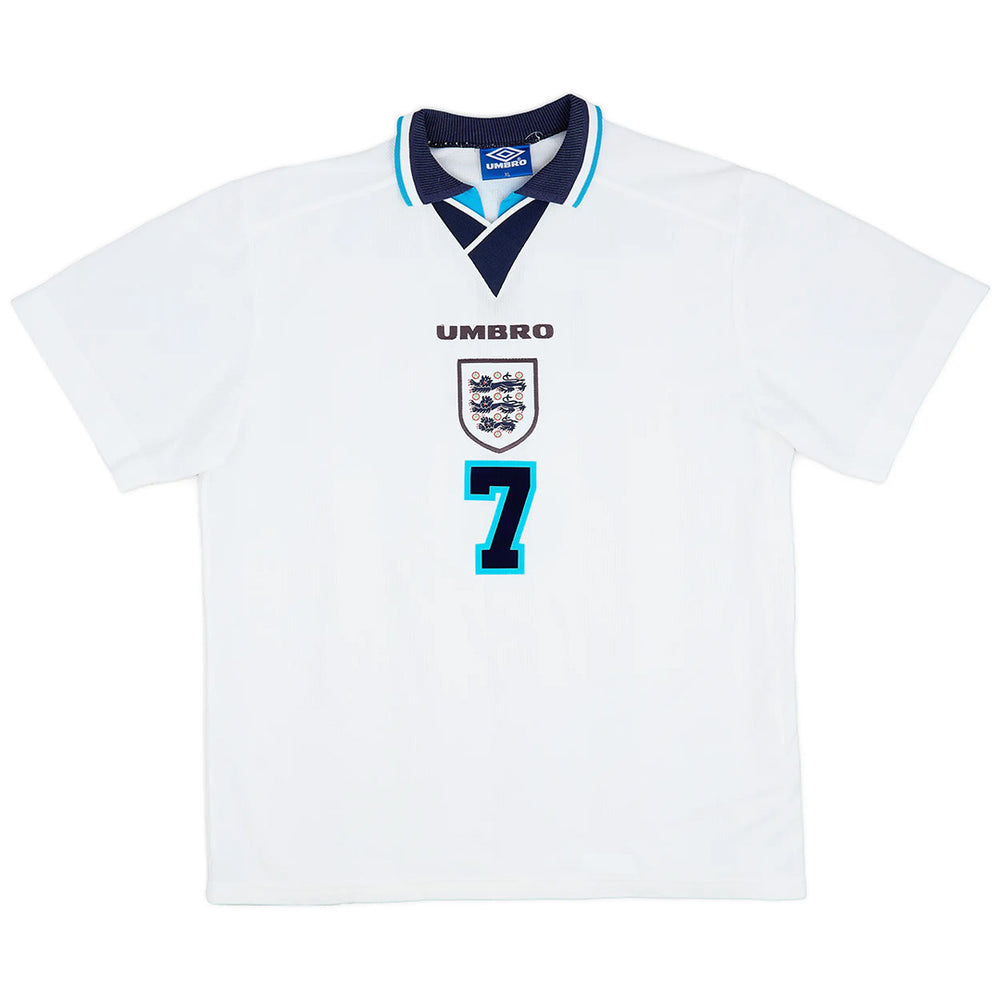 BECKHAM #7 Retro England Home Jersey Euro Cup 1996 