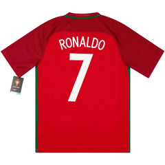 Ronaldo #7 Retro Portugal Home Jersey Euro Cup 2016 