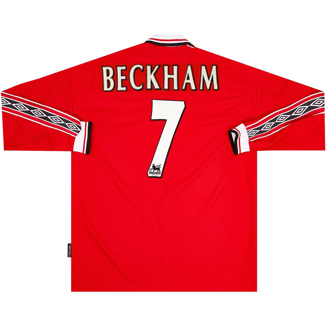 Beckham #7 Retro Manchester United Home Sleeve Sleeve Jersey 1998/00 