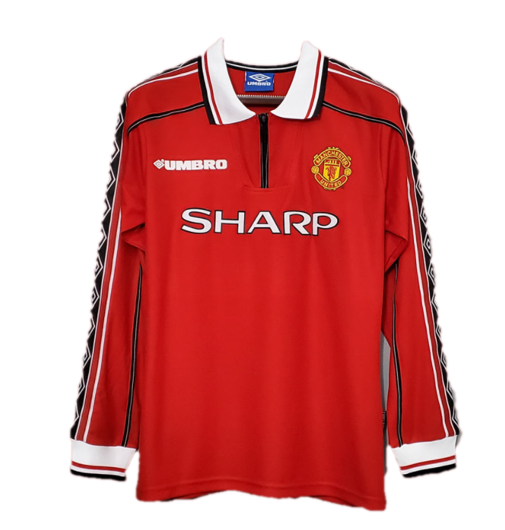 Beckham #7 Retro Manchester United Home Sleeve Sleeve Jersey 1998/00 