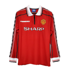 Beckham #7 Retro Manchester United Home Sleeve Sleeve Jersey 1998/00 