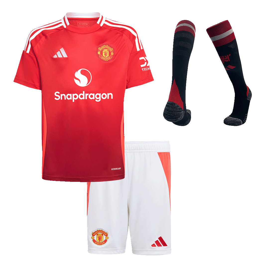 Kids Manchester United Home Full Kit(Jersey+Shorts+Socks) 