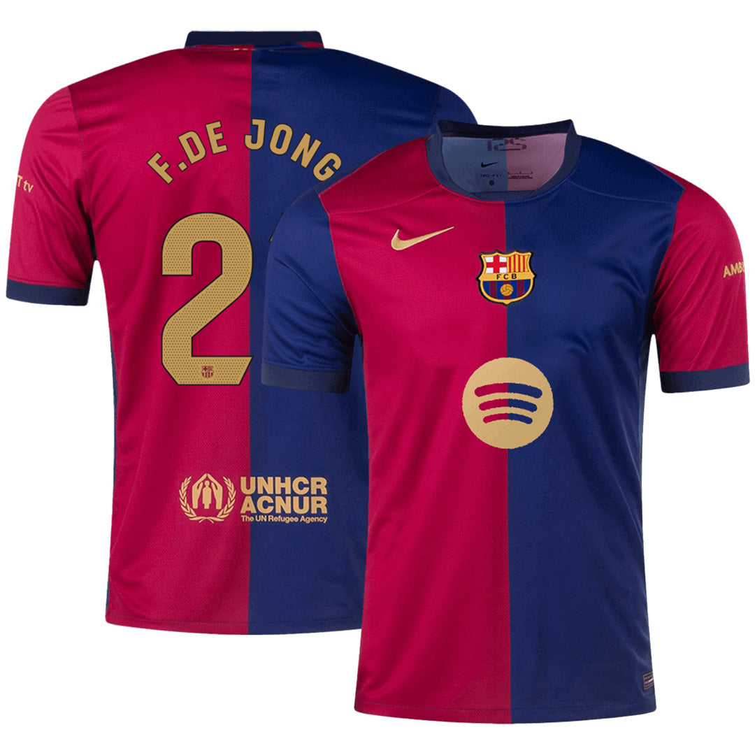 F.DE JONG #21 Barcelona Home Spotify Logo Without Text Jersey 