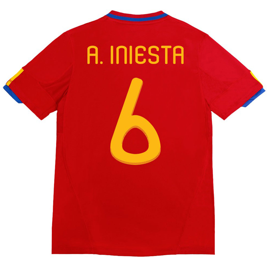 A. INIESTA #6 Retro Spain Home Jersey 2010 
