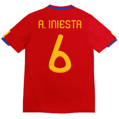 A. INIESTA #6 Retro Spain Home Jersey 2010 