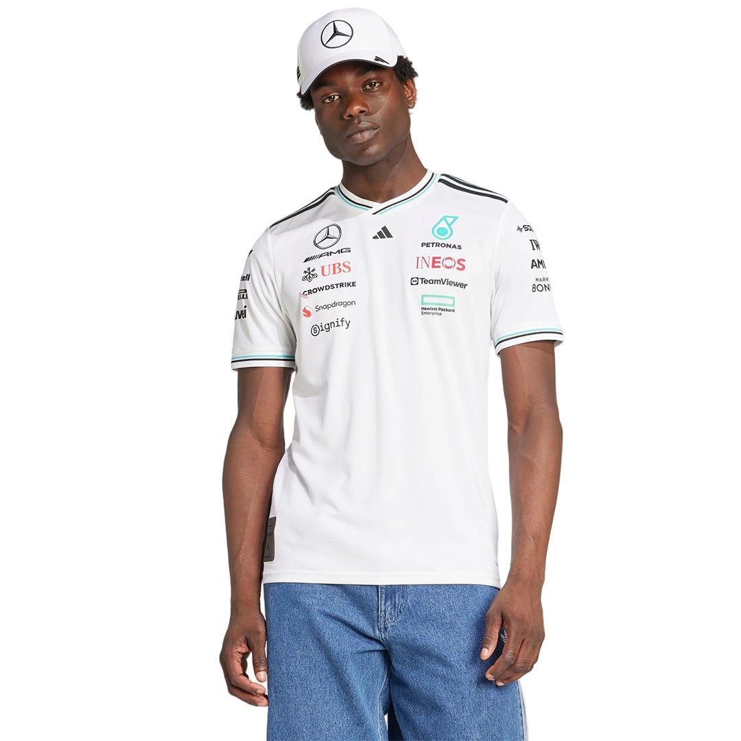 Mercedes AMG Petronas White Authentic Team Driver T-Shirt 2025 