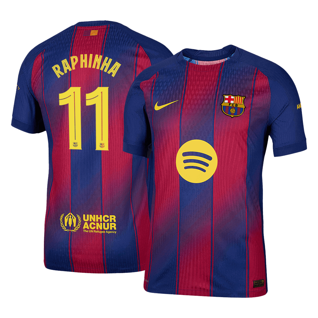 RAPHINHA #11 Barcelona Home Match Jersey Player Version 2025/26 - UCL 