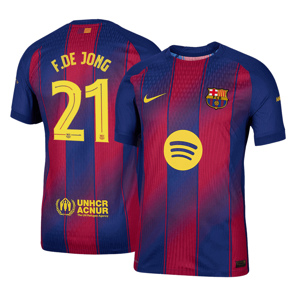 F.DE JONG #21 Barcelona Home Match Jersey Player Version 2025/26 - UCL 