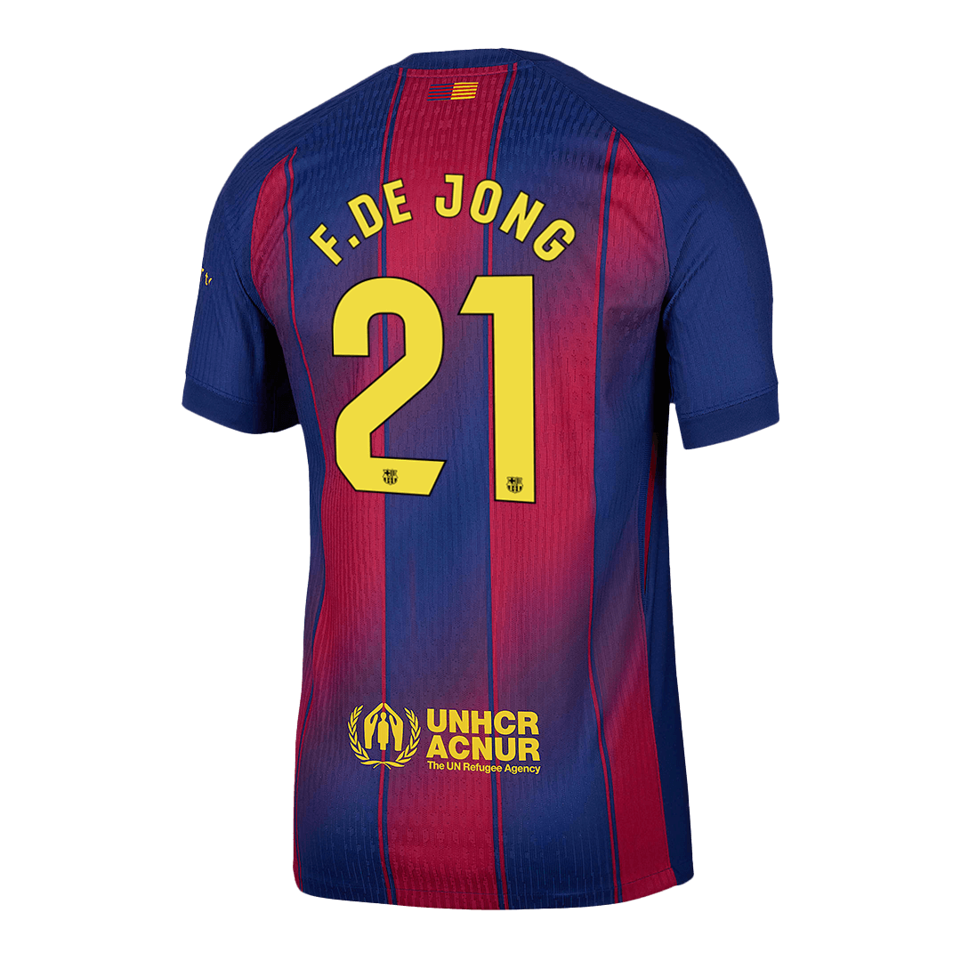 F.DE JONG #21 Barcelona Home Match Jersey Player Version 2025/26 