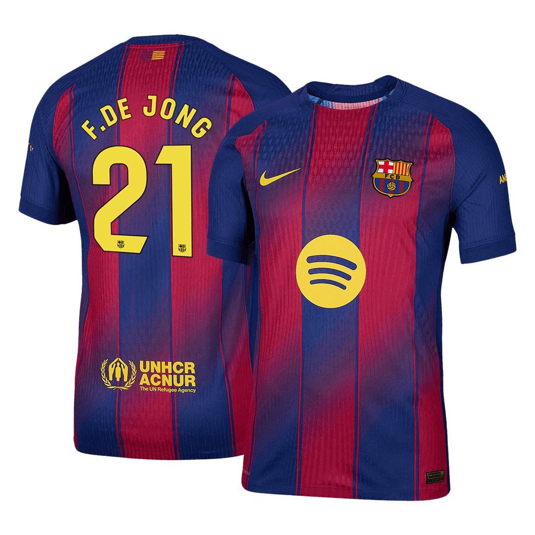 F.DE JONG #21 Barcelona Home Match Jersey Player Version 2025/26 
