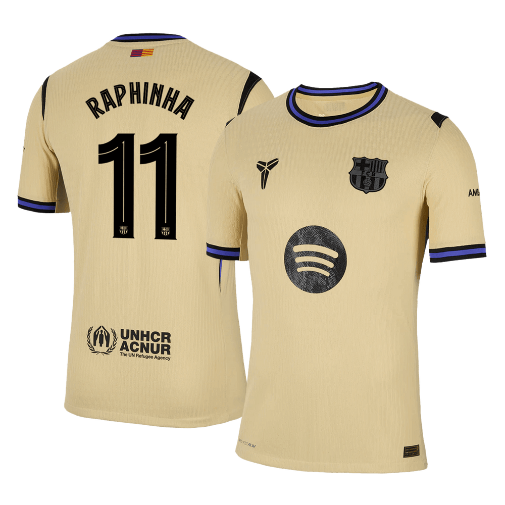 RAPHINHA #11 Barcelona Away Match Jersey Player Version 2025/26 - UCL 