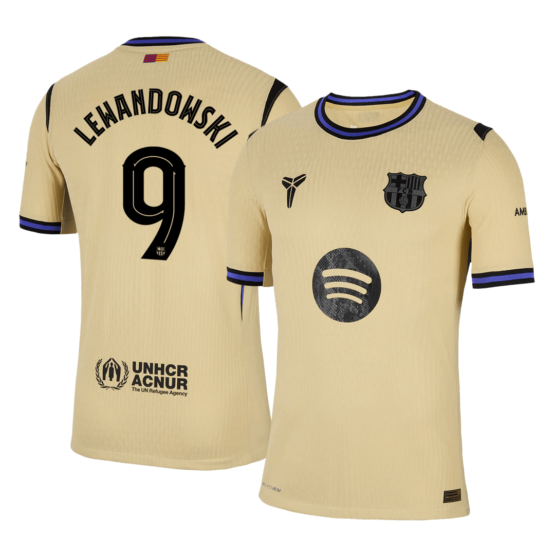 LEWANDOWSKI #9 Barcelona Away Match Jersey Player Version 2025/26 - UCL 