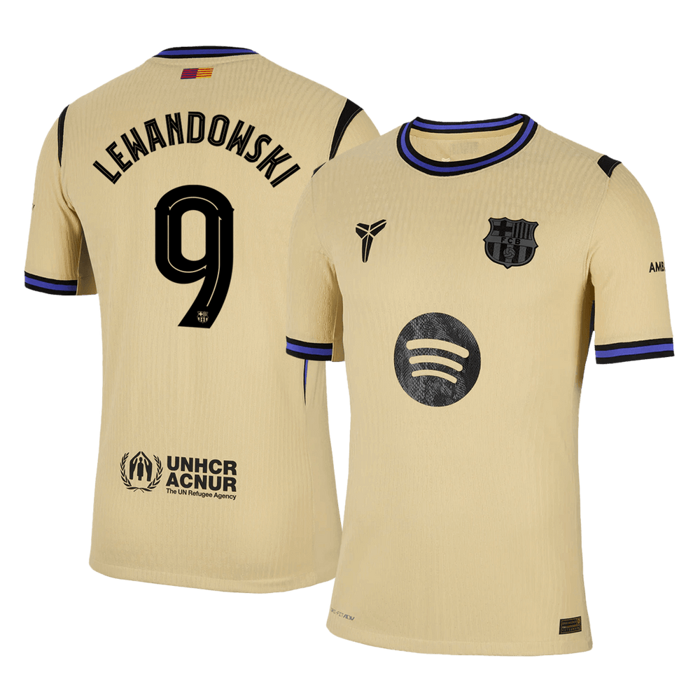 LEWANDOWSKI #9 Barcelona Away Match Jersey Player Version 2025/26 - UCL 