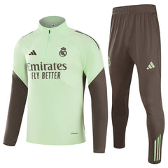 Kids Real Madrid 1/4 Zipper Sweat Kit(Top+Pants) Green 2025/26 