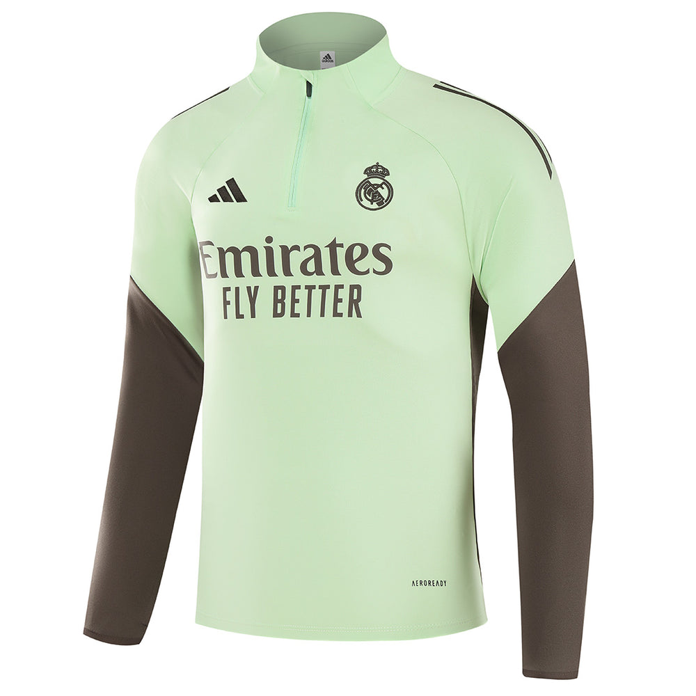 Kids Real Madrid 1/4 Zipper Sweat Kit(Top+Pants) Green 2025/26 