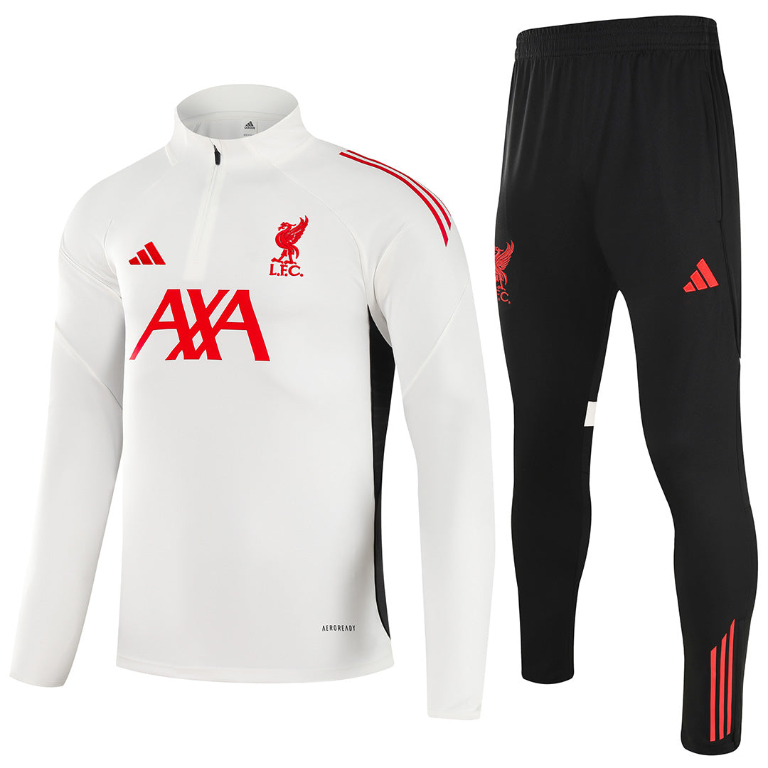 Kids Liverpool 1/4 Zipper Sweat Kit(Top+Pants) White 2025/26 