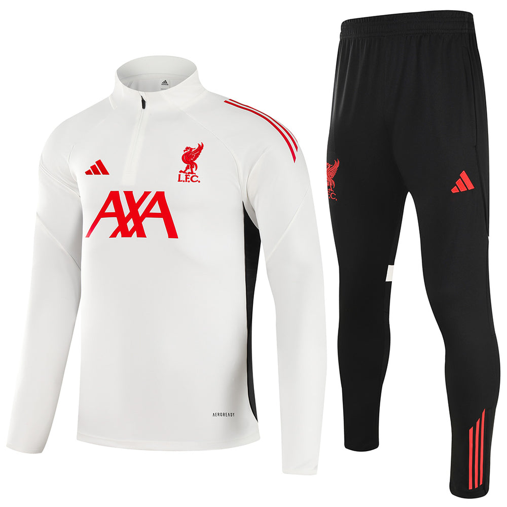 Kids Liverpool 1/4 Zipper Sweat Kit(Top+Pants) White 2025/26 