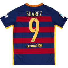 SUÁREZ #9 Retro Barcelona Home Jersey 2015/16 