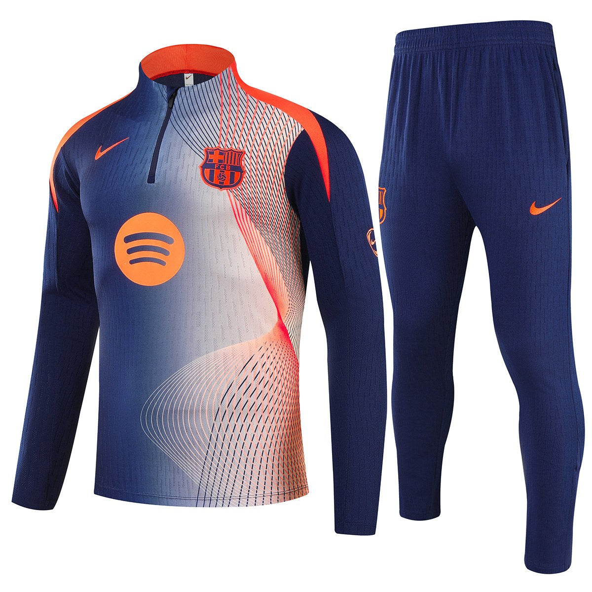 Barcelona 1/4 Zipper Sweat Kit(Top+Pants) Navy&Orange 2025/26 