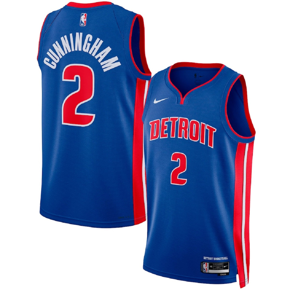 Unisex Detroit Pistons Cade Cunningham #2 Blue Swingman Jersey - Icon Edition 