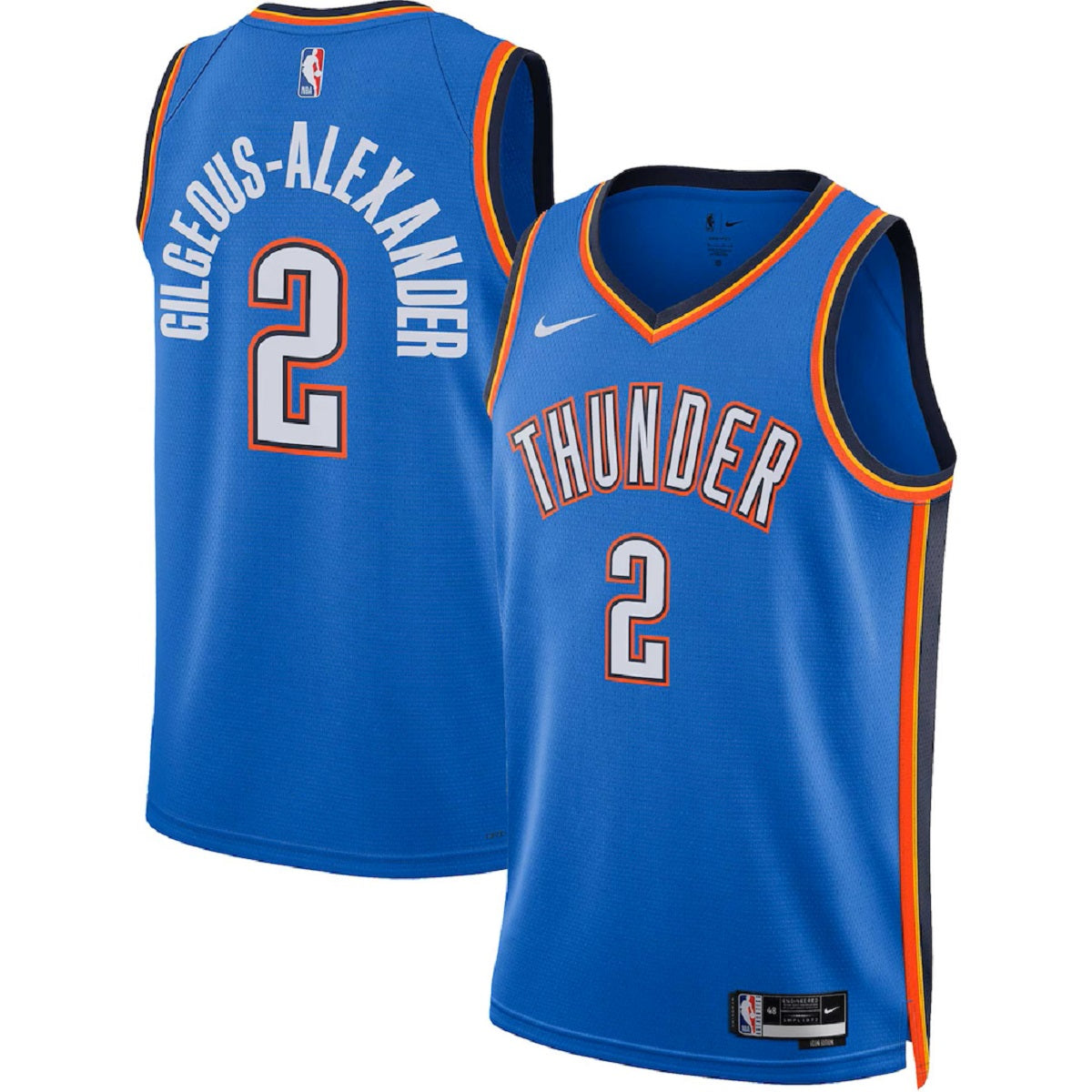 Unisex Oklahoma City Thunder Shai Gilgeous-Alexander #2 Blue Swingman Jersey - Icon Edition 