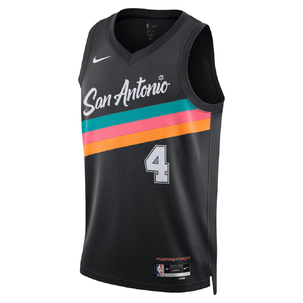 Unisex San Antonio Spurs De'Aaron Fox #4 Black Swingman Jersey 2025/26 - City Edition 