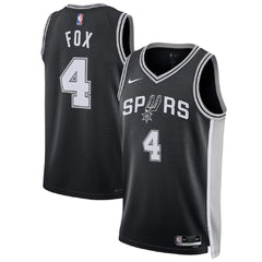 Unisex San Antonio Spurs De'Aaron Fox #4 Black Swingman Jersey - Icon Edition 
