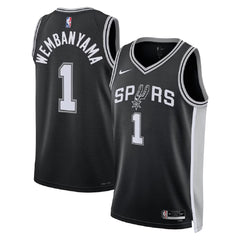 Unisex San Antonio Spurs Victor Wembanyama #1 Black Swingman Jersey - Icon Edition 