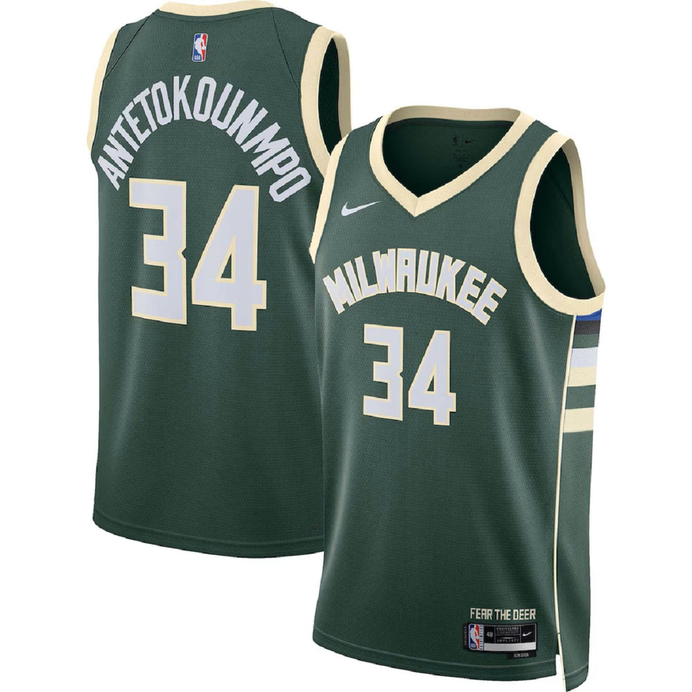 Unisex Milwaukee Bucks Giannis Antetokounmpo #34 Hunter Green Swingman Jersey - Icon Edition 
