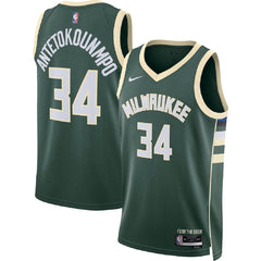 Unisex Milwaukee Bucks Giannis Antetokounmpo #34 Hunter Green Swingman Jersey - Icon Edition 