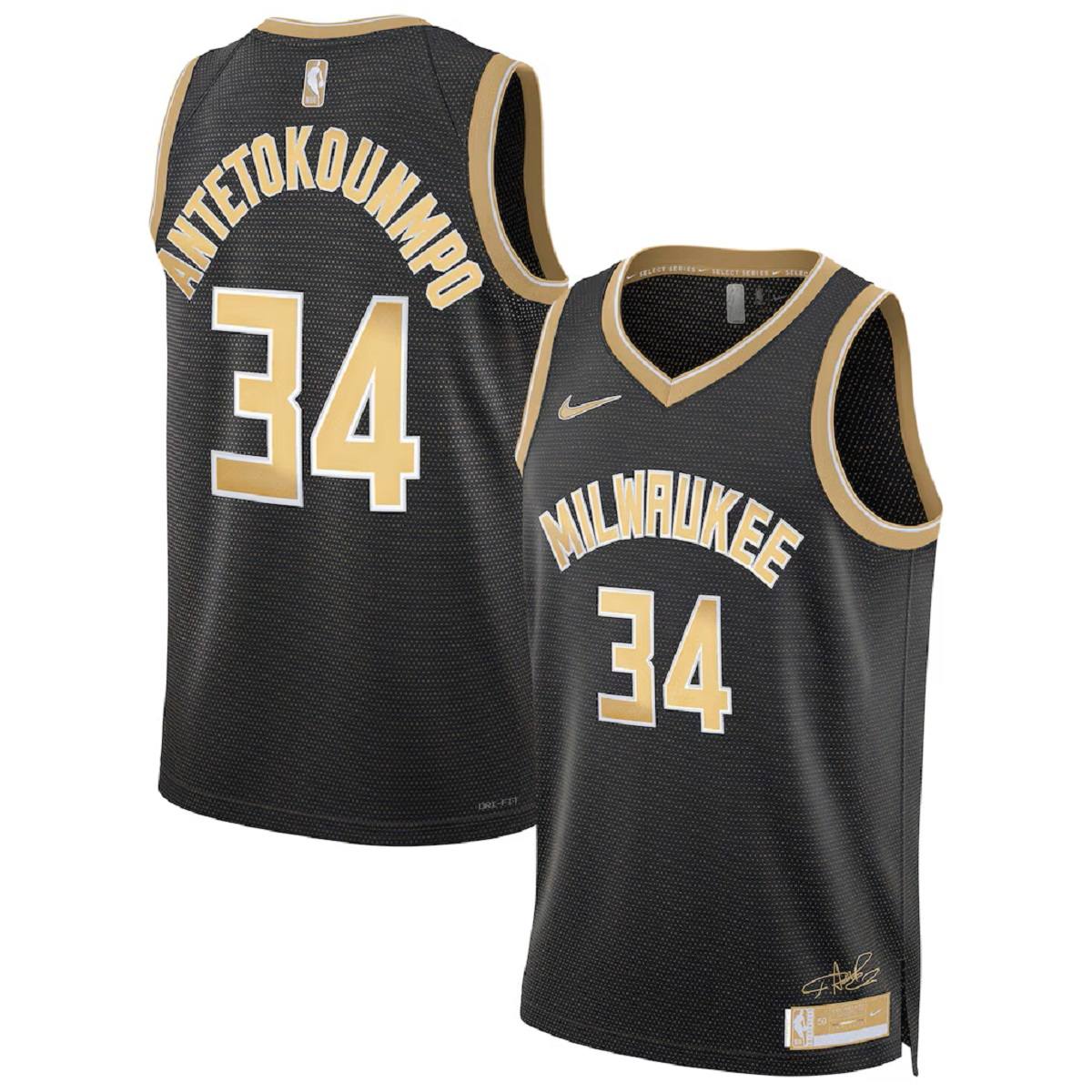 Unisex Milwaukee Bucks Giannis Antetokounmpo #34 Black Select Series Swingman Jersey 
