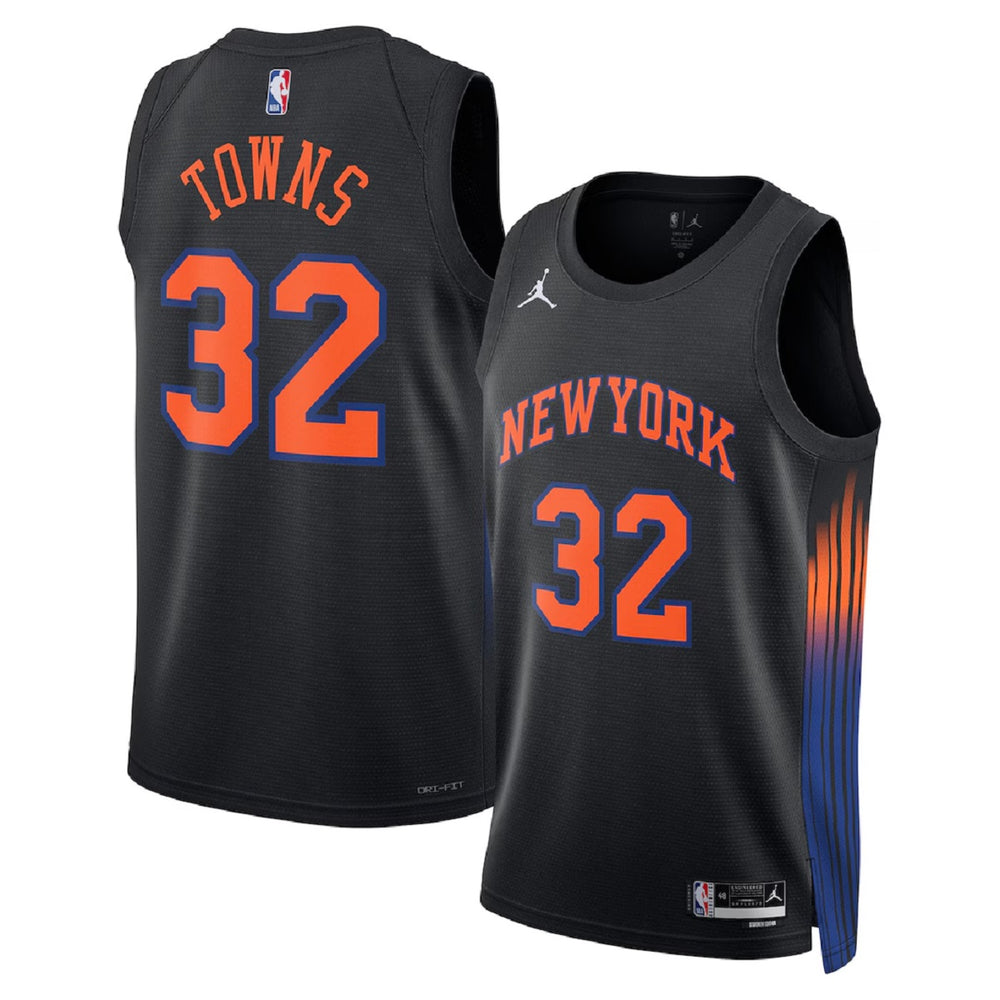 Unisex New York Knicks Karl-Anthony Towns #32 Black Swingman Jersey - Statement Edition 