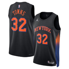 Unisex New York Knicks Karl-Anthony Towns #32 Black Swingman Jersey - Statement Edition 