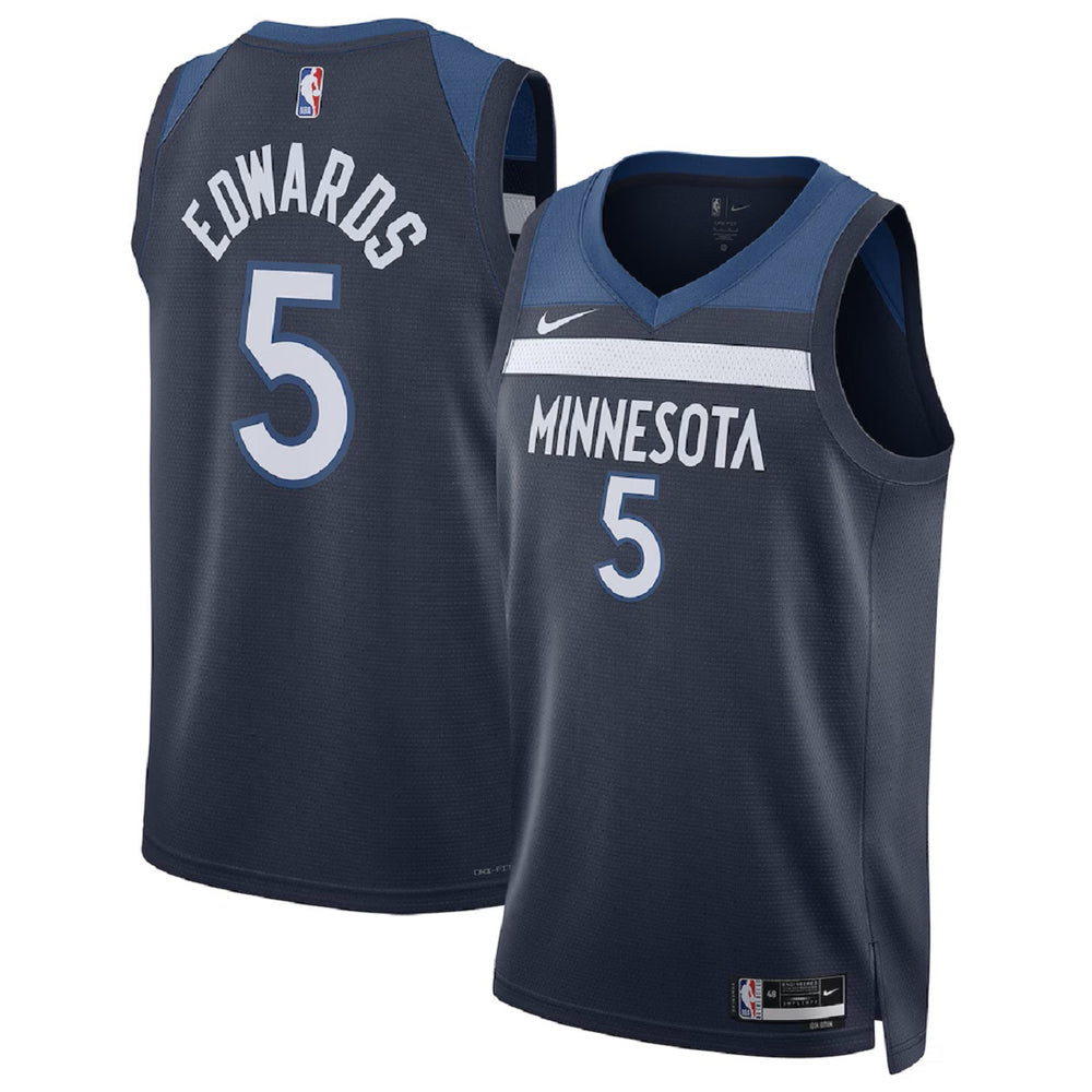 Unisex Minnesota Timberwolves Anthony Edwards #5 Navy Swingman Jersey - Icon Edition 