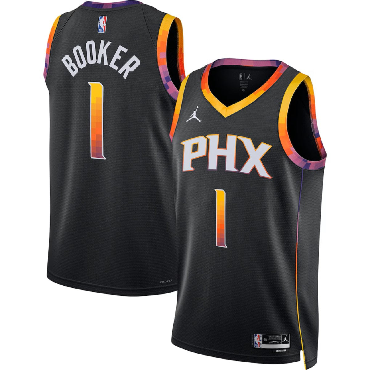 Unisex Phoenix Suns Devin Booker #1 Black Swingman Jersey - Statement Edition 