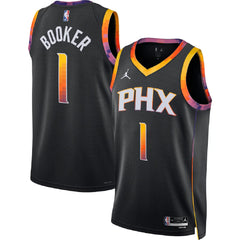 Unisex Phoenix Suns Devin Booker #1 Black Swingman Jersey - Statement Edition 