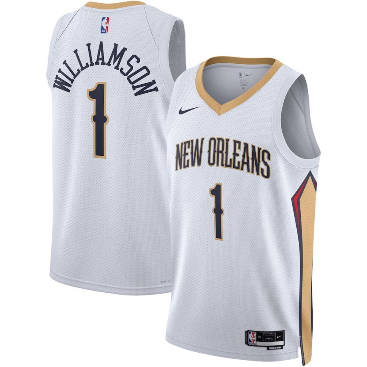 Unisex New Orleans Pelicans Zion Williamson #1 White Swingman Jersey - Association Edition 