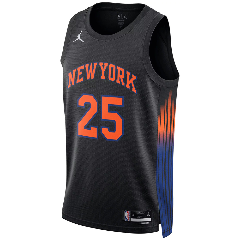 Unisex New York Knicks Mikal Bridges #25 Jordan Brand Black Swingman Jersey - Statement Edition 