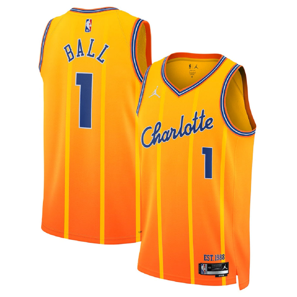 Unisex Charlotte Hornets LaMelo Ball #1 Orange Swingman Jersey 2025/26 - City Edition 