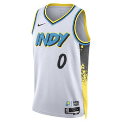 Unisex Indiana Pacers Tyrese Haliburton #0 White Swingman Jersey - City Edition 