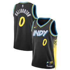 Unisex Indiana Pacers Tyrese Haliburton #0 Black Swingman Jersey - City Edition 