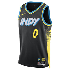 Unisex Indiana Pacers Tyrese Haliburton #0 Black Swingman Jersey - City Edition 