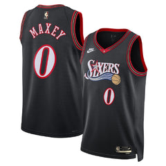 Unisex Philadelphia 76ers Tyrese Maxey #0 Black Swingman Jersey - Classic Edition 