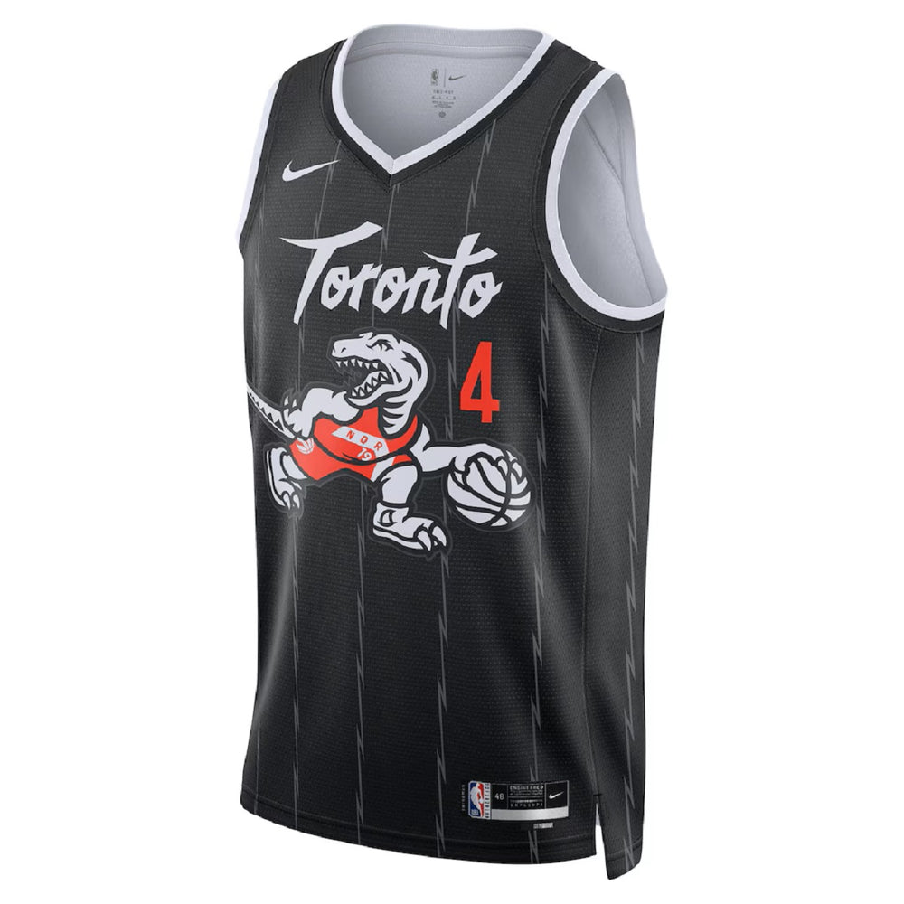 Unisex Toronto Raptors Scottie Barnes #4 Nike Black 2025/26 Swingman Jersey - City Edition 