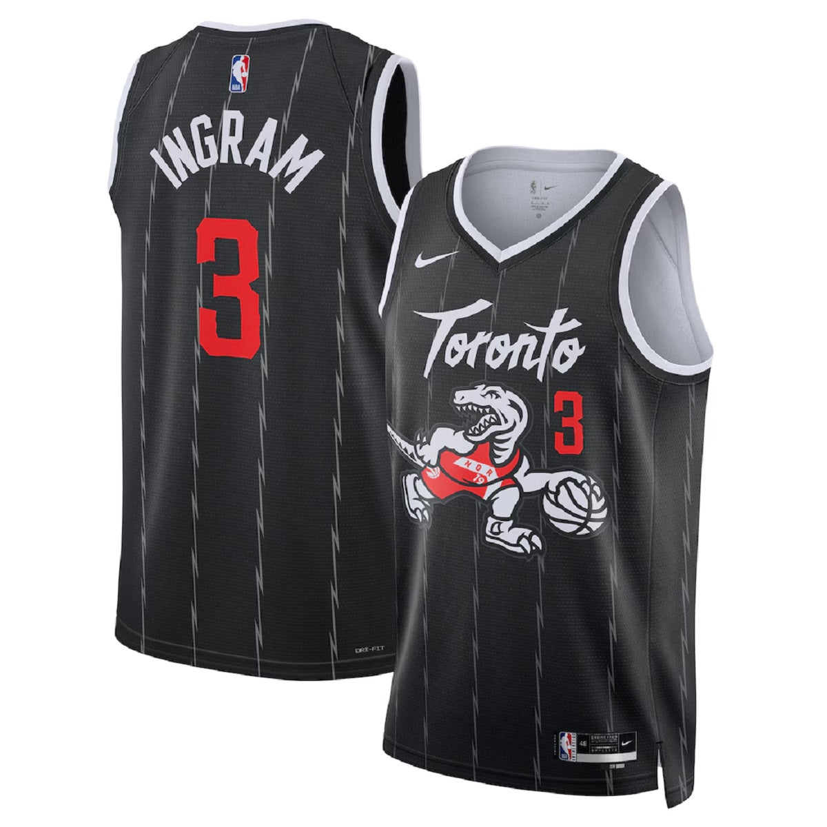 Unisex Toronto Raptors Brandon Ingram #3 Nike Black 2025/26 Swingman Jersey - City Edition 