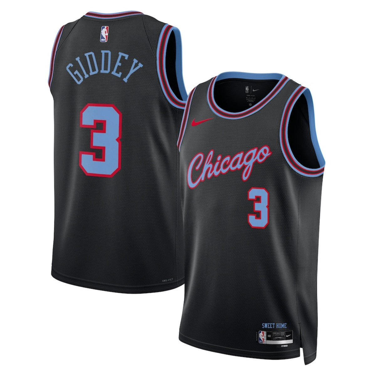 Unisex Chicago Bulls Josh Giddey #3 Black 2025/26 Swingman Jersey - City Edition 