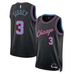 Unisex Chicago Bulls Josh Giddey #3 Black 2025/26 Swingman Jersey - City Edition 